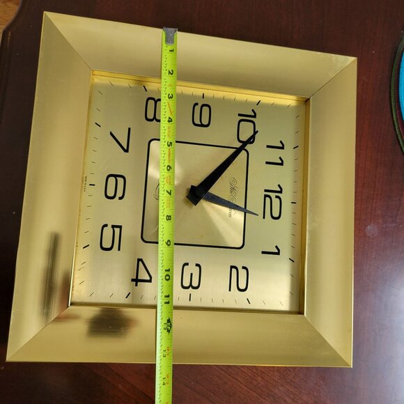 Gold New Haven Quartz Wall Clock 14x14 Inches Square Battery Operated Modern Des - Picture 9 of 10